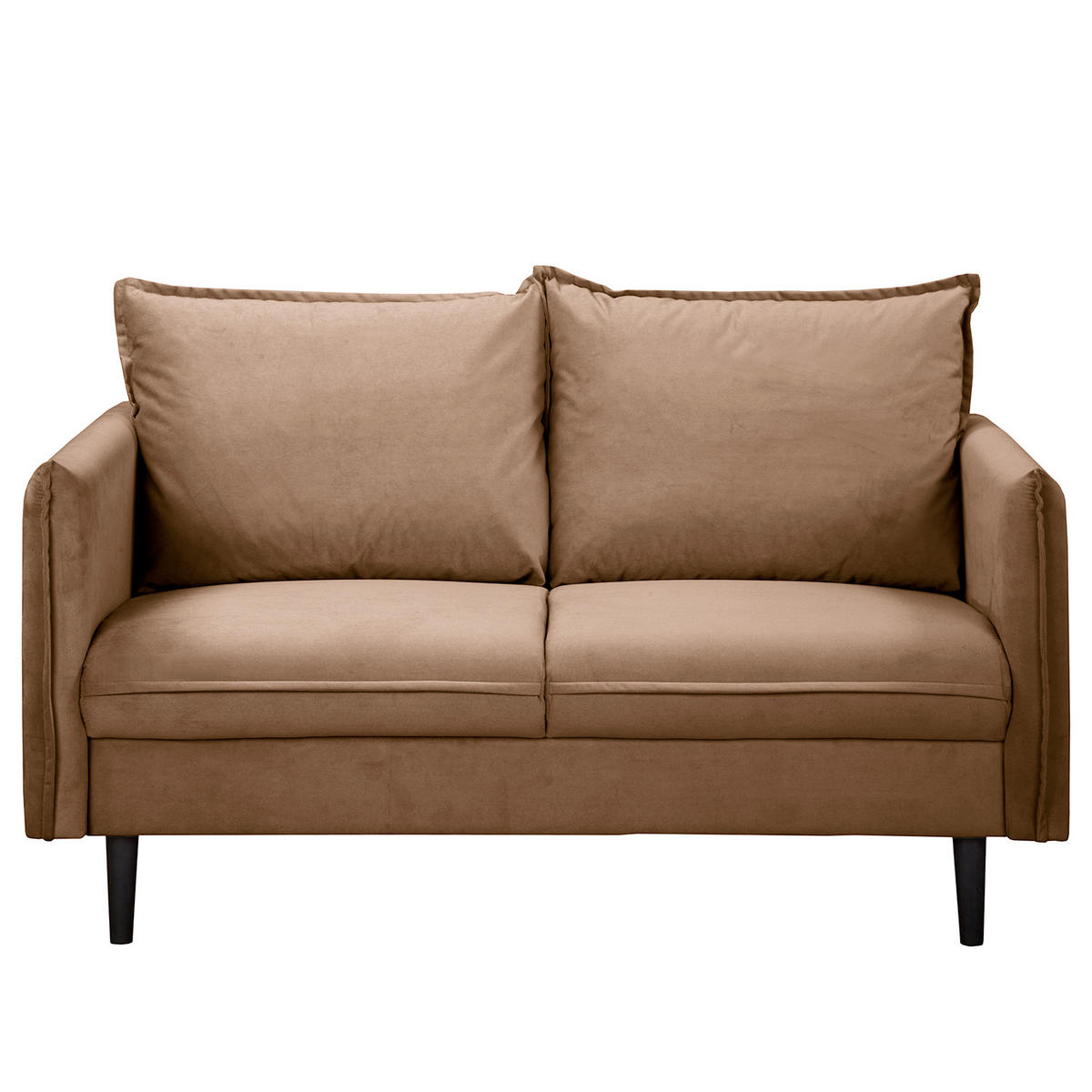 2-SITZER-SOFA JULI in Samt Dunkelbraun  - Dunkelbraun/Schwarz, Design, Holz/Textil (138/86/100cm) - P & B