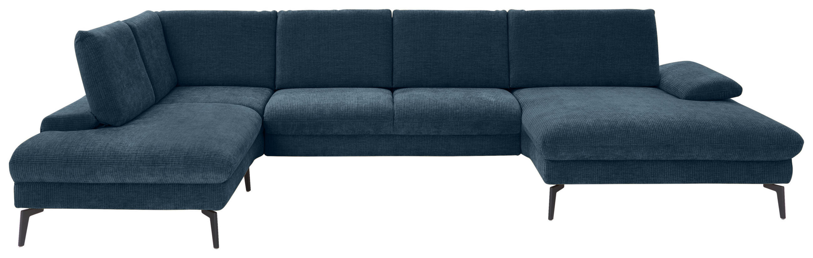 WOHNLANDSCHAFT in Webstoff Blau  - Blau/Schwarz, Design, Textil/Metall (208/354/157cm) - Dieter Knoll