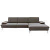ECKSOFA in Echtleder Graubraun  - Chromfarben/Graubraun, Design, Leder/Metall (325/157cm) - Dieter Knoll