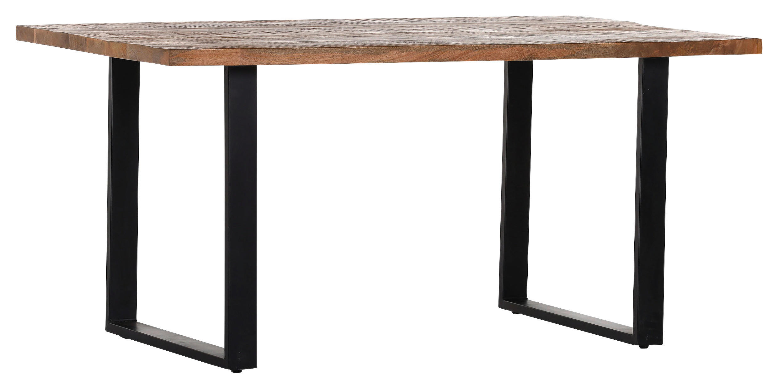 ESSTISCH Mangoholz massiv rechteckig Naturfarben - Schwarz/Naturfarben, KONVENTIONELL, Holz/Metall (160/90/76cm) - Landscape