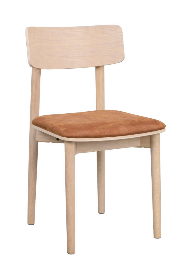 STOL läderimitation  - vit/brun, Klassisk, trä/textil (45/84/49cm) - Rowico