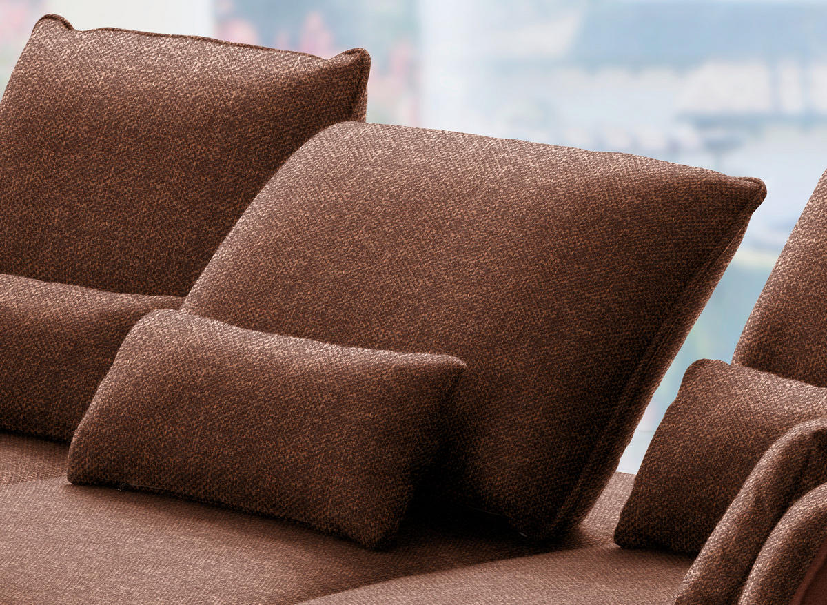 ECKSOFA in Flachgewebe Kupferfarben  - Schwarz/Kupferfarben, Design, Textil/Metall (191/301cm) - Moderano