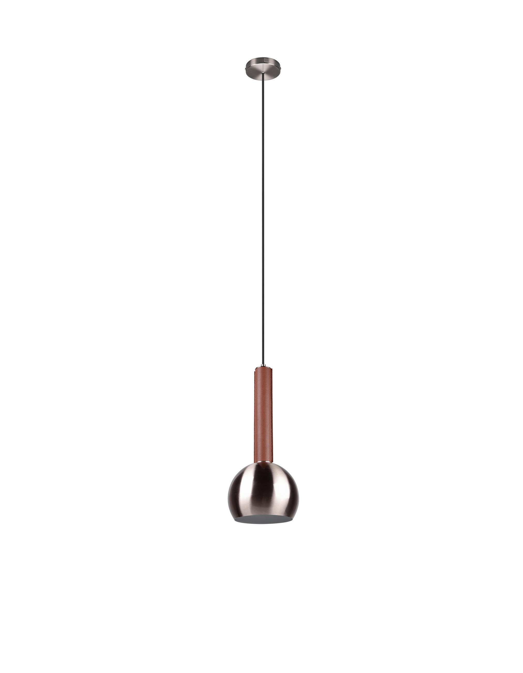HÄNGELEUCHTE 20/200 cm   - Braun/Nickelfarben, Design, Leder/Metall (20/200cm) - Cinque