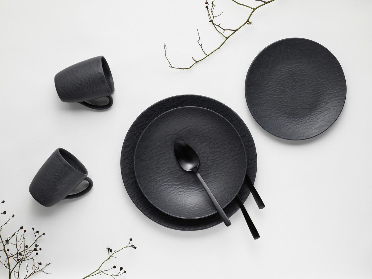 TAFELSERVICE Schwarz 12-teilig  - Schwarz, MODERN, Keramik (43/40/37cm) - Creatable