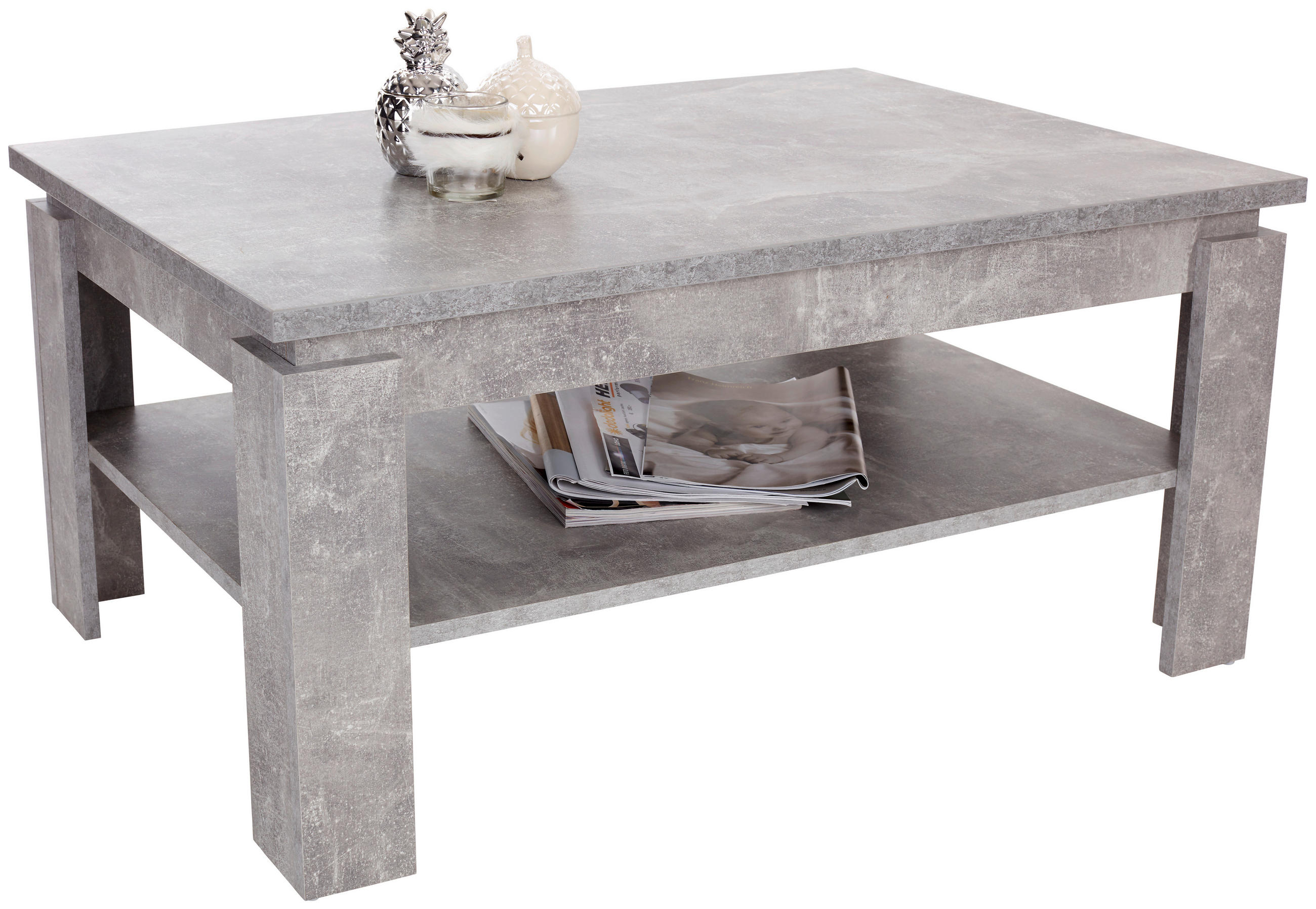 Couchtisch Mit Ablagefach Nizza 2, Betonoptik Hell