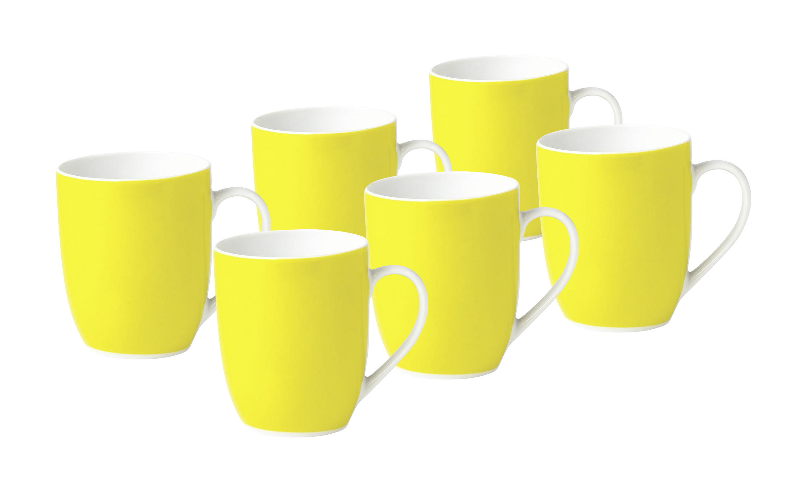 KAFFEEBECHERSET 6-teilig Keramik Porzellan Gelb, Weiß - Gelb/Weiß, Basics, Keramik (25,5/21,5/9,5cm)