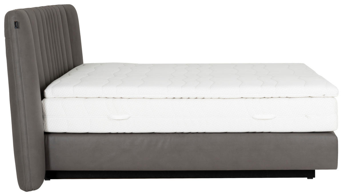 BOXSPRINGBETT 180/200 cm,  in Grau, Dunkelgrau, gepolstertes Kopfteil, Matratzen, H2 + H4 = mittel + sehr fest  - Dunkelgrau/Schwarz, MODERN, Textil/Metall (180/200cm) - Joop!