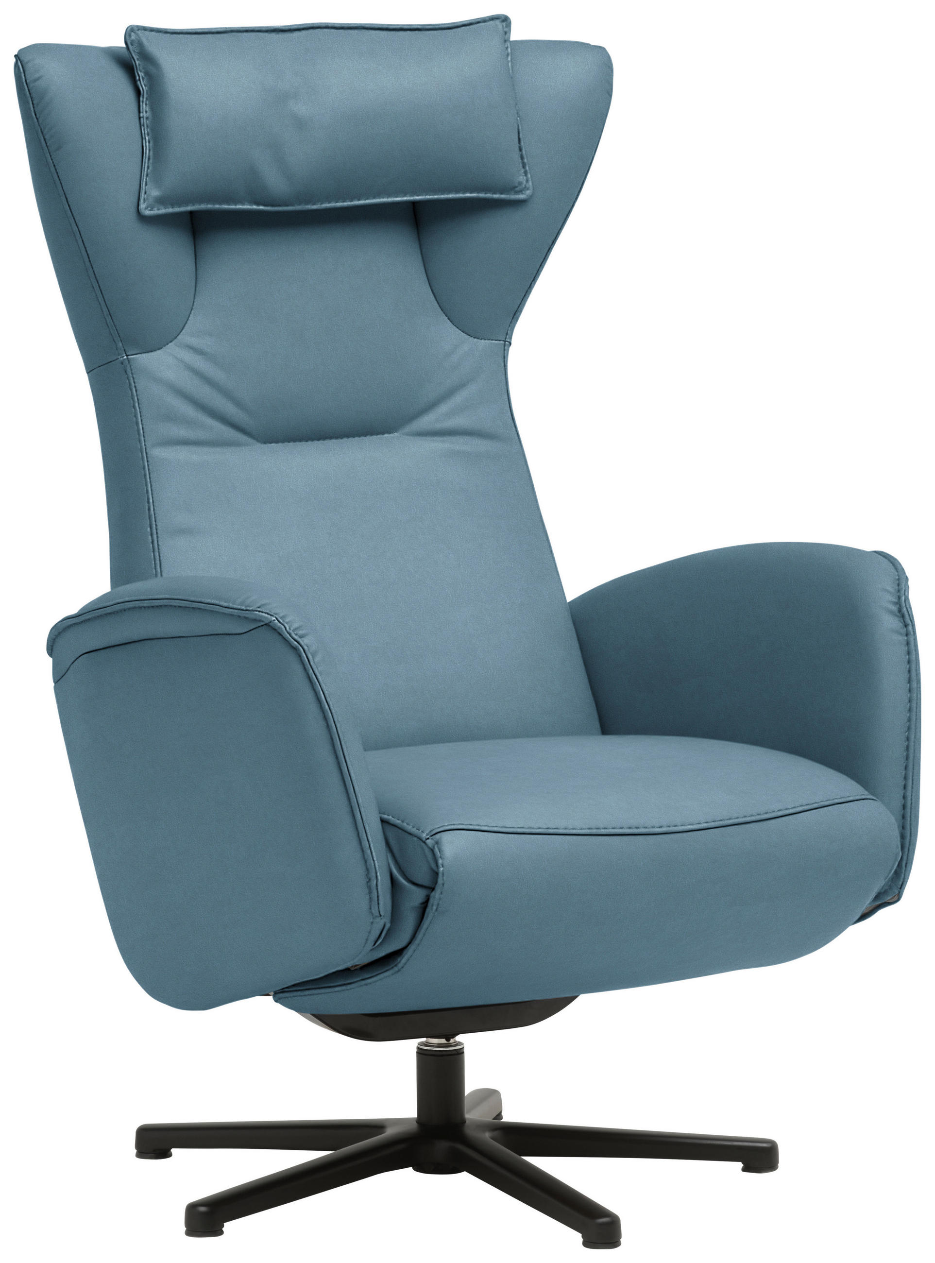 RELAXSESSEL Leder Blau  - Blau/Schwarz, Design, Leder/Metall (75/106/86cm) - Valdera