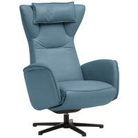 RELAXSESSEL Leder Blau  - Blau/Schwarz, Design, Leder/Metall (75/106/86cm) - Valdera
