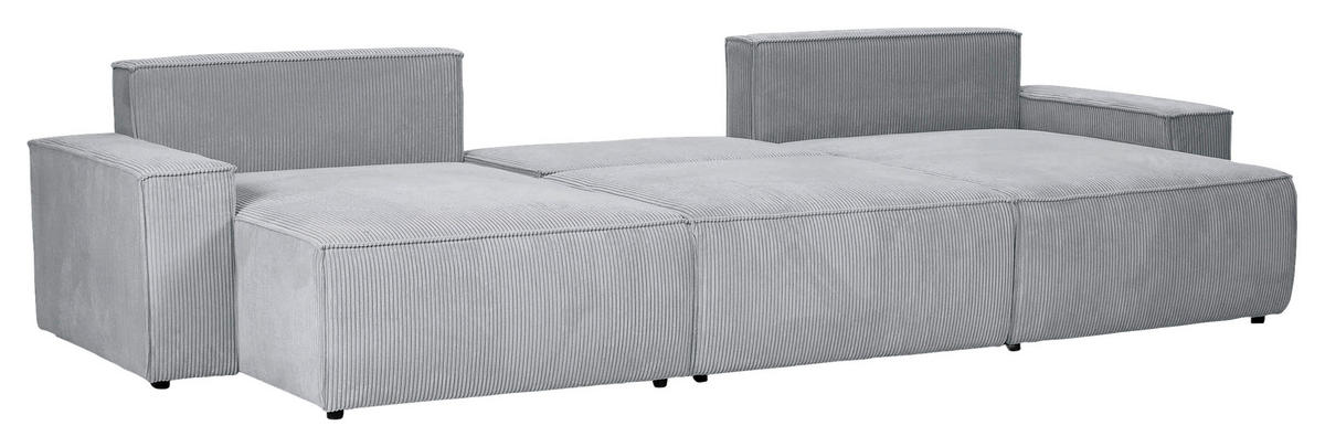 WOHNLANDSCHAFT Hellgrau Cord  - Hellgrau/Schwarz, KONVENTIONELL, Kunststoff/Textil (155/348/155cm) - Carryhome