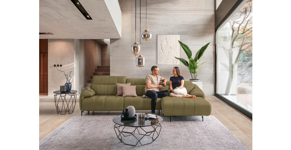 ECKSOFA in Echtleder Creme 313/165 cm - Beige/Creme, Design, Leder/Metall (313/165cm) - Emilio Belluti