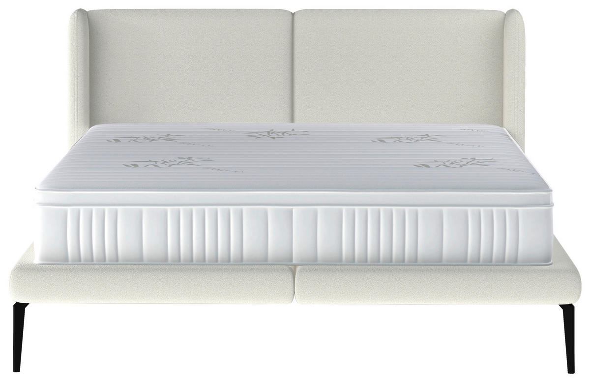 POLSTERBETT 180/200 cm  in Weiss  - Weiss/Schwarz, Modern, Textil/Metall (180/200cm) - Livetastic