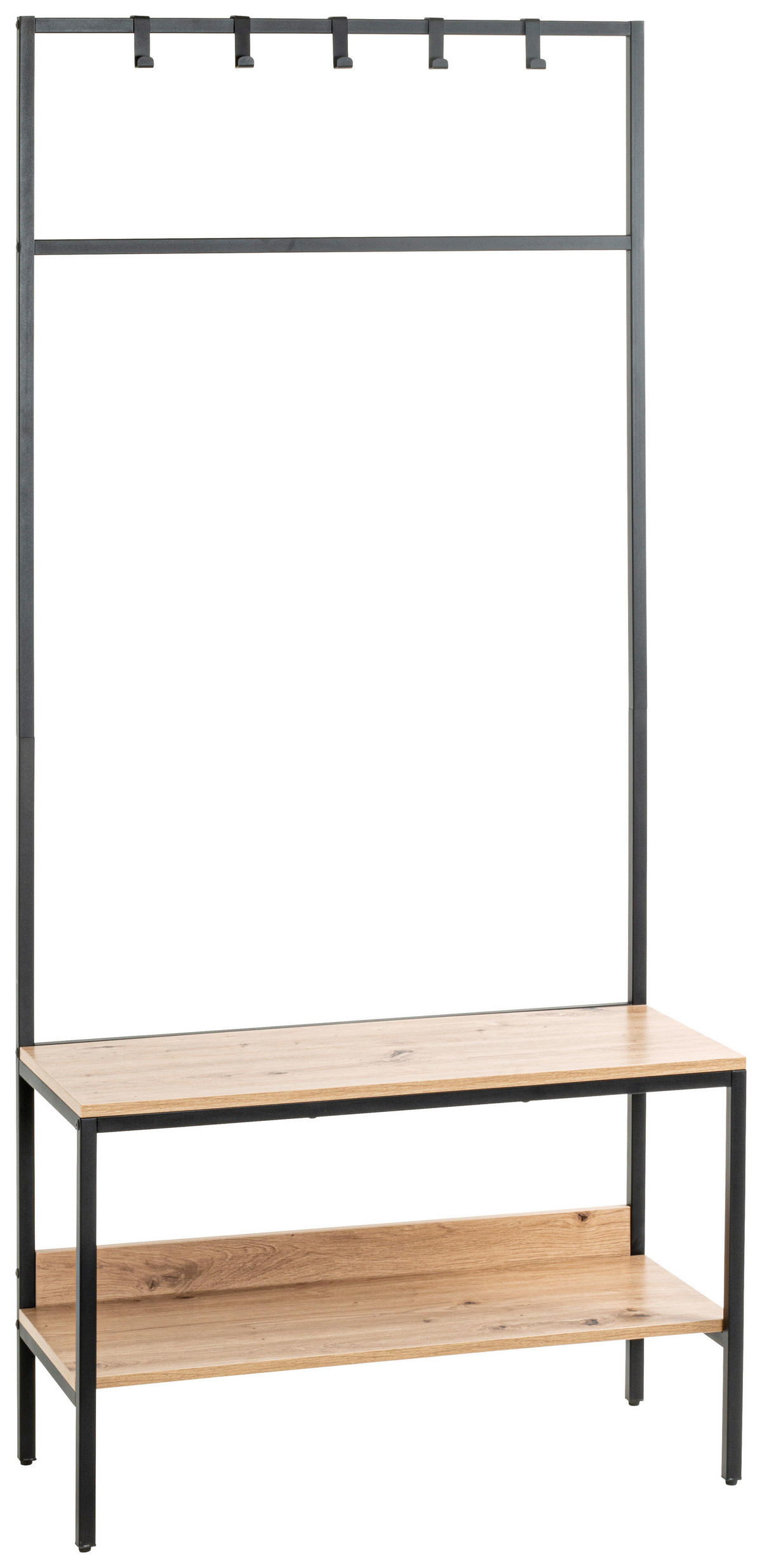 GARDEROBE  in 80/180/35 cm  - Eichefarben/Schwarz, Design, Holzwerkstoff/Metall (80/180/35cm)