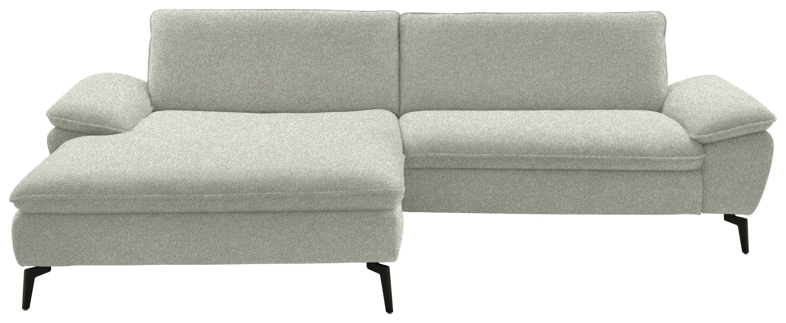 ECKSOFA in Webstoff Naturfarben  - Schwarz/Naturfarben, Design, Textil/Metall (197/295cm) - Valdera