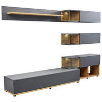 REGAL ZA DNEVNI BORAVAK antracit, boje hrasta   - boje hrasta/smeđa, Moderno, staklo/drvni materijal (240/150/40cm) - Hom`in