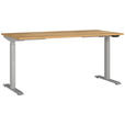 SCHREIBTISCH 160/80/72-118 cm  in Silberfarben, Eichefarben  - Eichefarben/Silberfarben, MODERN, Holzwerkstoff/Metall (160/80/72-118cm) - Novel