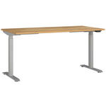 SCHREIBTISCH 160/80/72-118 cm  in Silberfarben, Eichefarben  - Eichefarben/Silberfarben, MODERN, Holzwerkstoff/Metall (160/80/72-118cm) - Novel