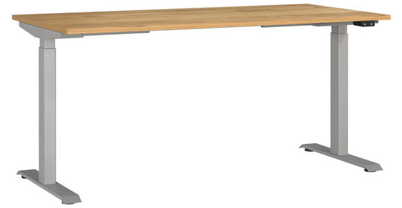 SCHREIBTISCH 160/80/72-118 cm  in Silberfarben, Eichefarben  - Eichefarben/Silberfarben, MODERN, Holzwerkstoff/Metall (160/80/72-118cm) - Novel