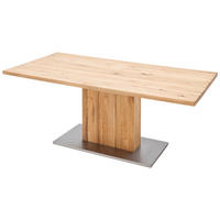 ESSTISCH Balkeneiche massiv rechteckig Eichefarben, Edelstahlfarben  - Edelstahlfarben/Eichefarben, Design, Holz/Holzwerkstoff (180/90/77cm) - Livetastic