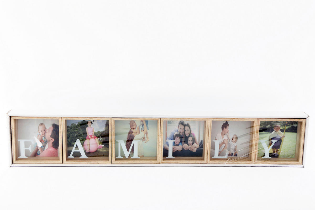 KÉPKERET  - világosbarna/fehér, Basics, faalapú anyag/Üveg (10/10/3cm)