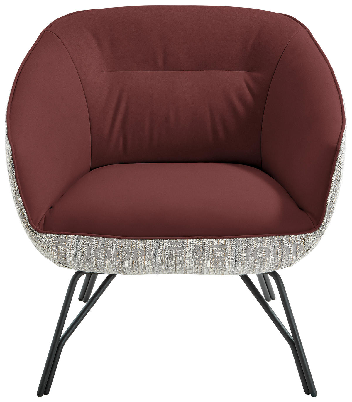 COCKTAILSESSEL in Struktur Echtleder Grau, Rot  - Anthrazit/Rot, Design, Leder/Textil (76/80/73cm) - Joop!