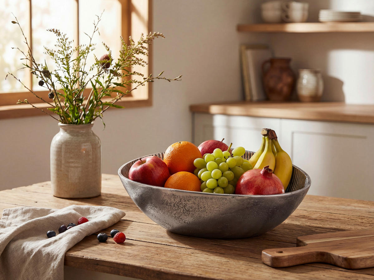 OBSTSCHALE  - Silberfarben, Design, Metall (30/10/24cm) - Livetastic