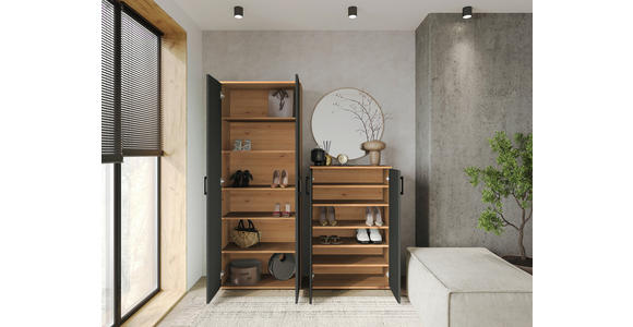 SCHUHSCHRANK 70/106/29,5 cm  - Anthrazit/Schwarz, KONVENTIONELL, Holzwerkstoff/Kunststoff (70/106/29,5cm) - Xora