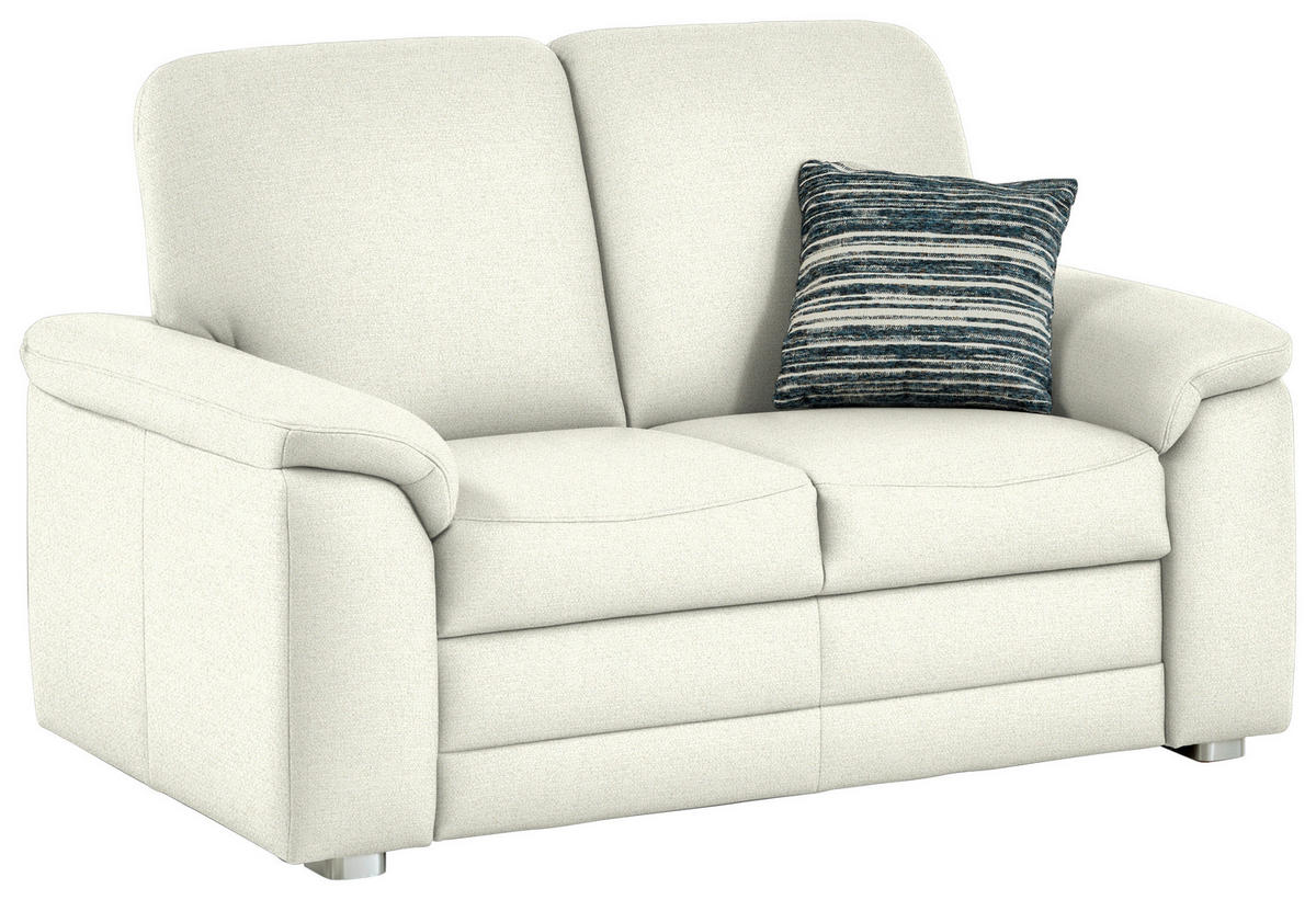 2-SITZER-SOFA Chenille Creme  - Creme/Alufarben, Konventionell, Textil/Metall (156/96/89cm) - Beldomo Comfort