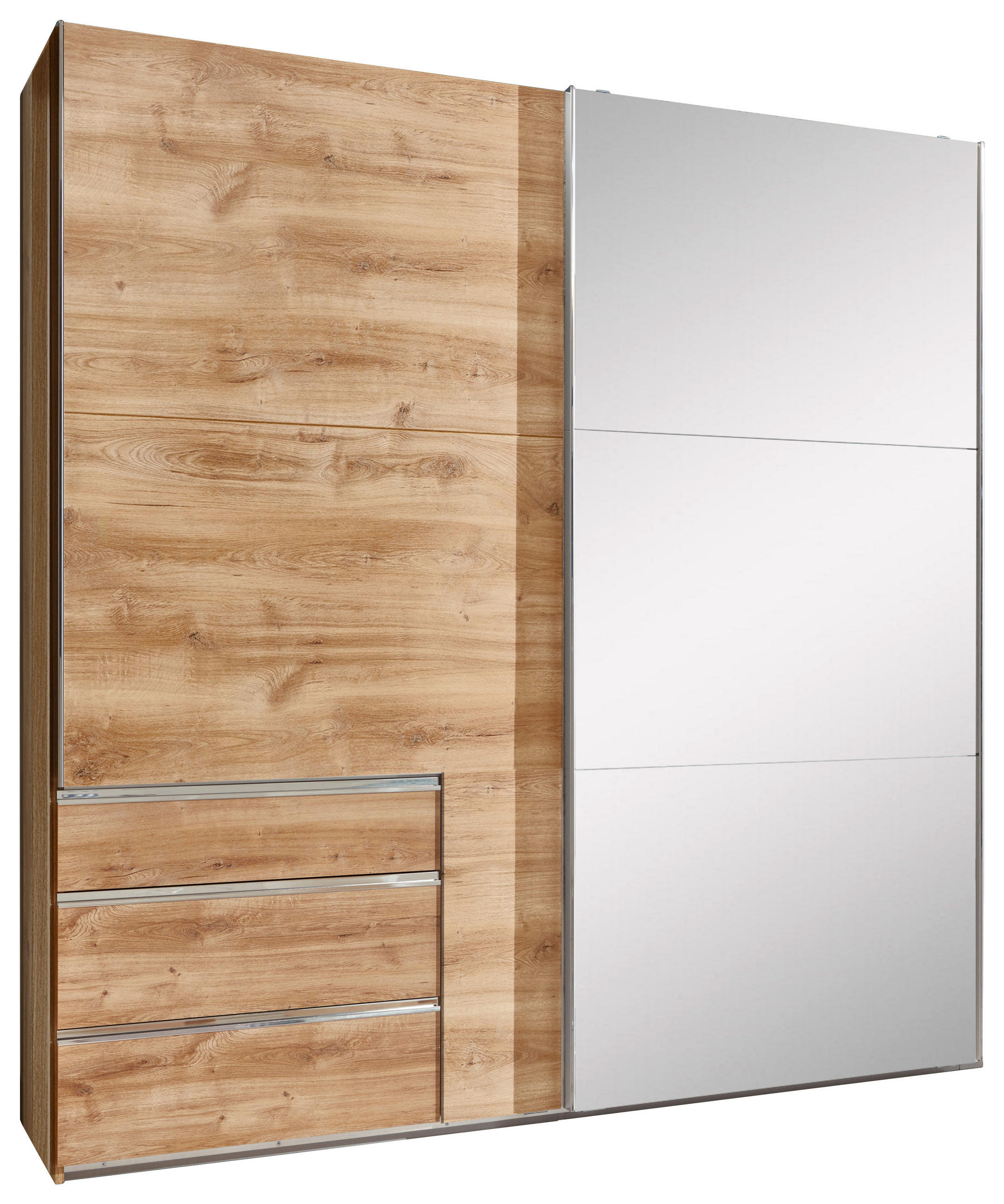 SCHWEBETÜRENSCHRANK 250/216/65 cm 2-türig Eichefarben  - Chromfarben/Eichefarben, MODERN, Glas/Holzwerkstoff (250/216/65cm) - MID.YOU