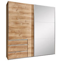 OMARA Z DRSNIMI VRATI, barve hrasta  - barve kroma/barve hrasta, Moderno, kovina/steklo (250/216/65cm) - MID.YOU