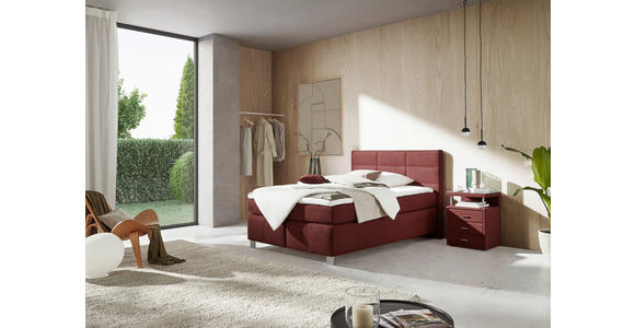 BOXSPRINGBETT 140/200 cm in Rotbraun - Rotbraun/Alufarben, KONVENTIONELL, Textil/Metall (140/200cm) - Dieter Knoll