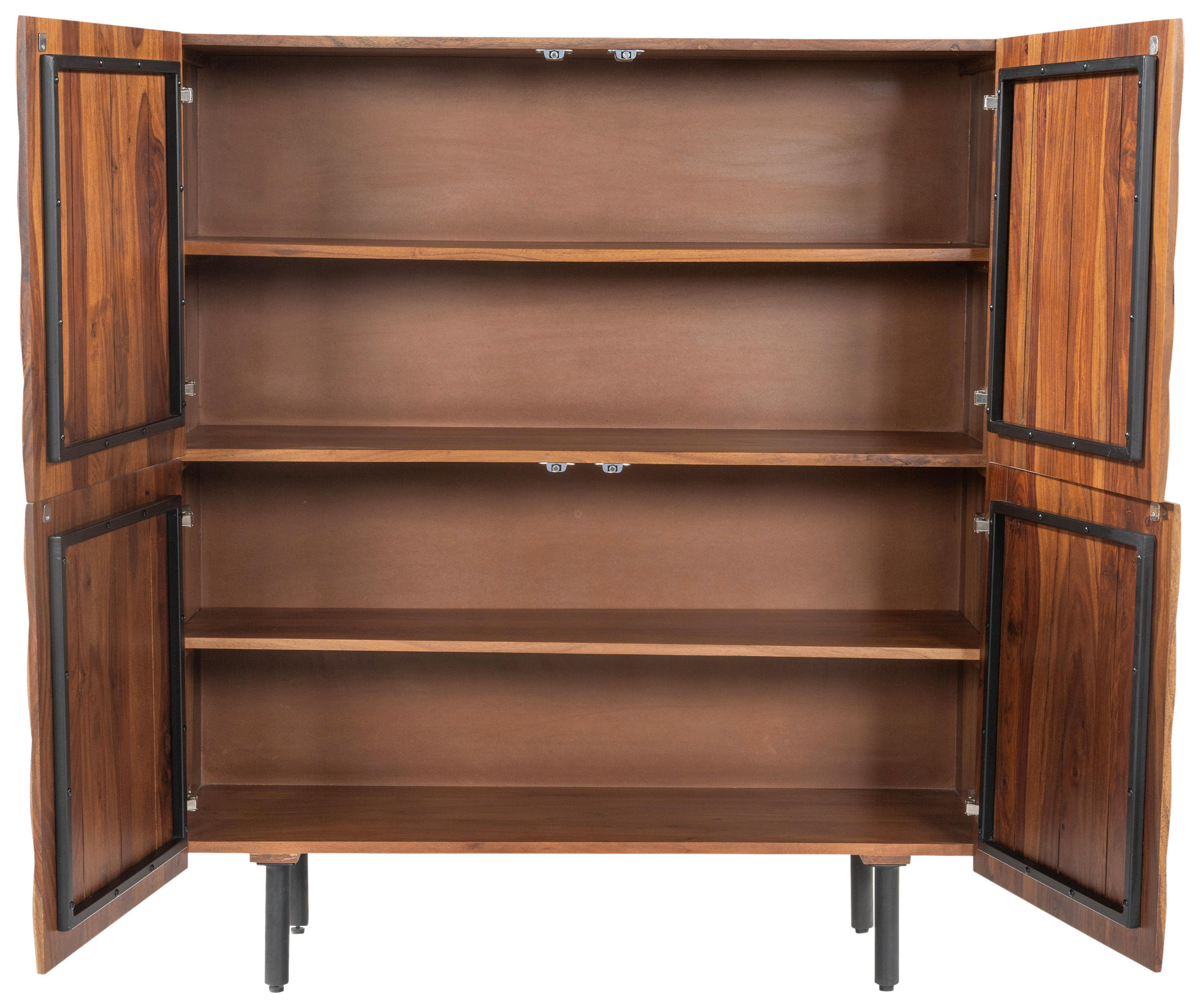 HIGHBOARD  in 109/120/42 cm  - Sheeshamfarben/Schwarz, Trend, Holz/Metall (109/120/42cm) - Ambia Home