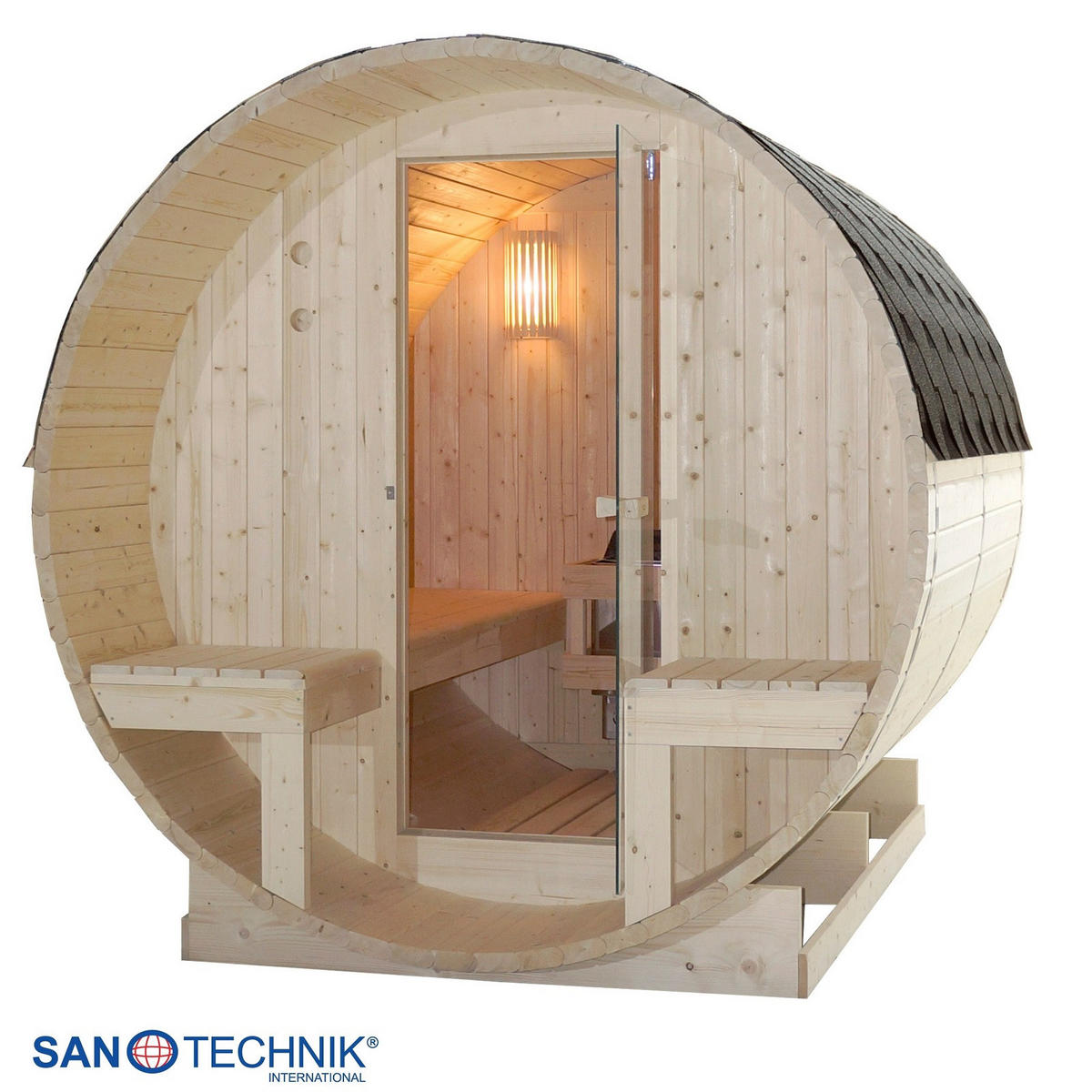 SUDOVÁ SAUNA - farba smreka, Konventionell, drevo/sklo (194,8/220/191,5cm) - Sanotechnik