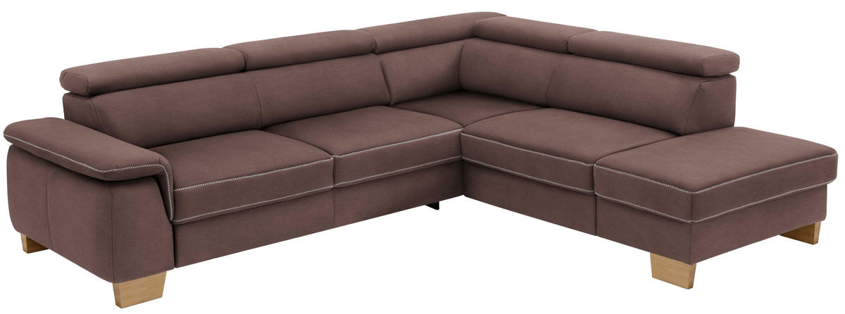 ECKSOFA Hellbraun Mikrofaser  - Hellbraun/Eichefarben, LIFESTYLE, Holz/Textil (273/226cm) - Beldomo System