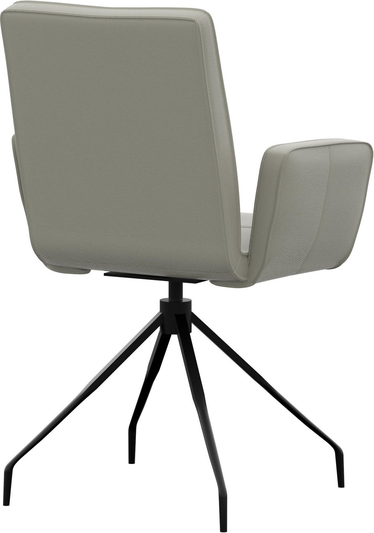 ARMLEHNSTUHL  , Lederauswahl, Sitzfläche 180° drehbar  ,  , Echtleder  - Hellgrau/Schwarz, Design, Leder/Metall (65/91/58cm) - Moderano