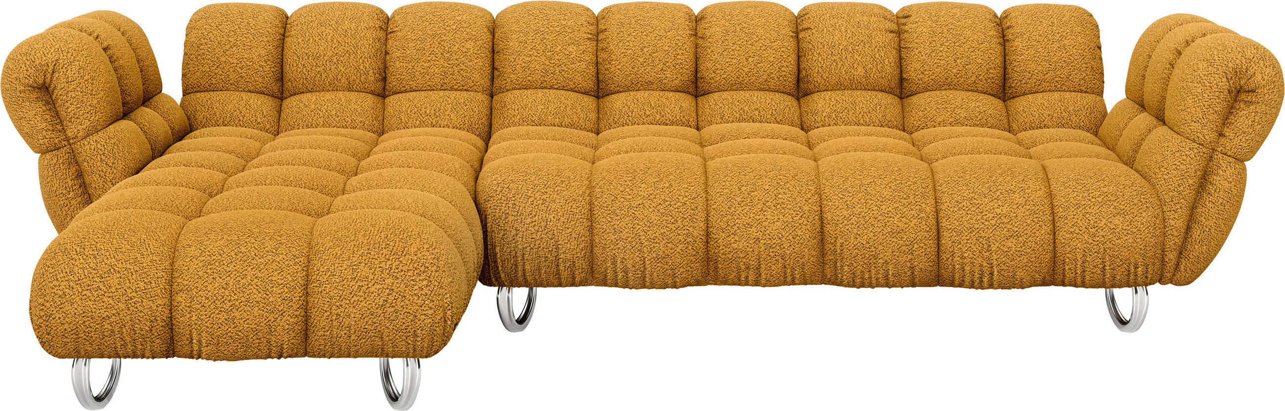ECKSOFA in Jacquard, Bouclé Currygelb  218/340 cm  - Currygelb/Alufarben, Trend, Textil/Metall (218/340cm) - Bretz