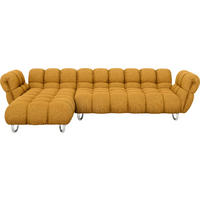 ECKSOFA in Jacquard, Bouclé Currygelb  218/340 cm  - Currygelb/Alufarben, Trend, Textil/Metall (218/340cm) - Bretz