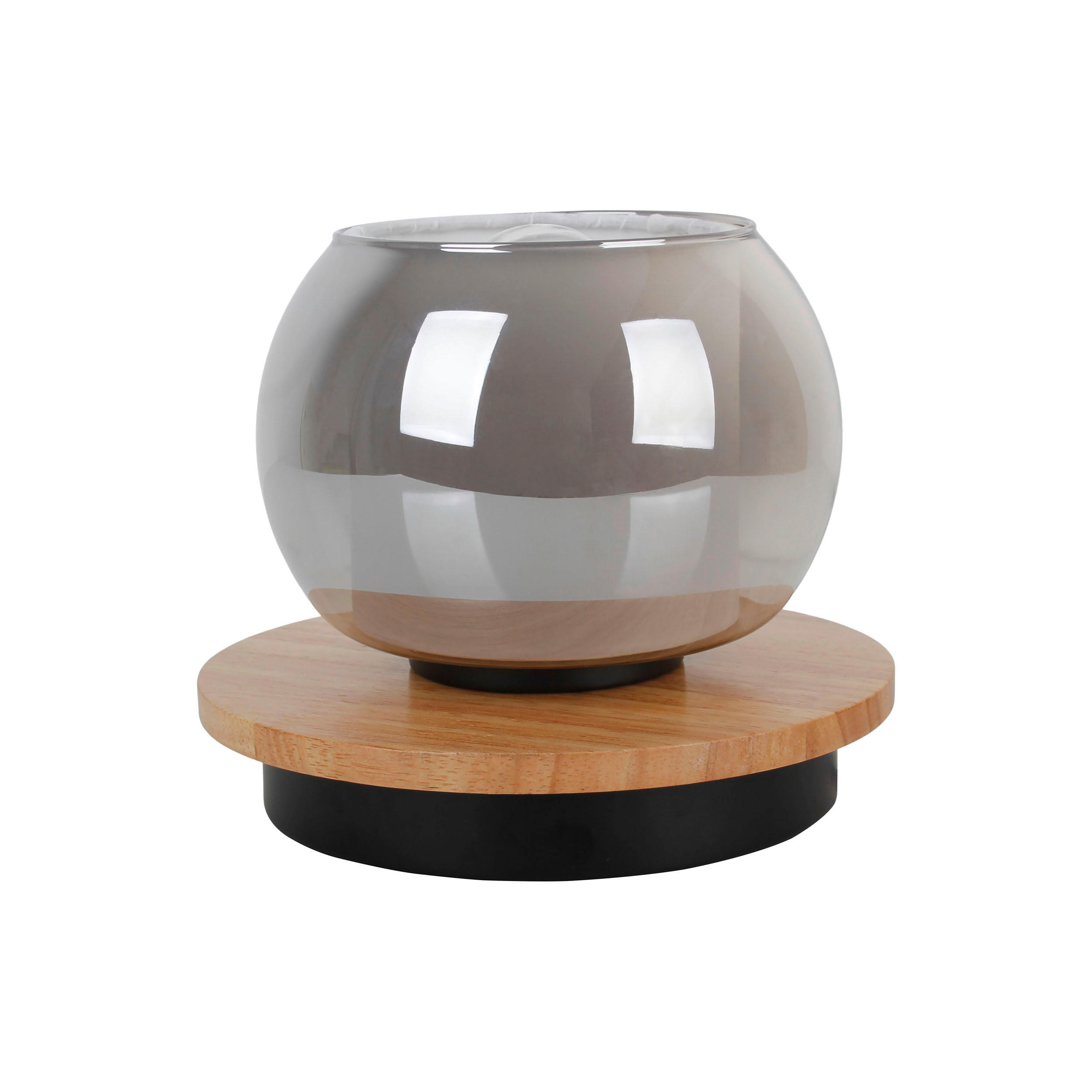 TISCHLEUCHTE Tischleuchte TEXAS 18/15 cm  - Schwarz/Weiß, Design, Glas/Holz (18/15cm) - Näve