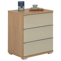 NACHTKÄSTCHEN in Eichefarben, Sandfarben  - Sandfarben/Eichefarben, Design, Glas/Holzwerkstoff (51/40/62cm) - Moderano