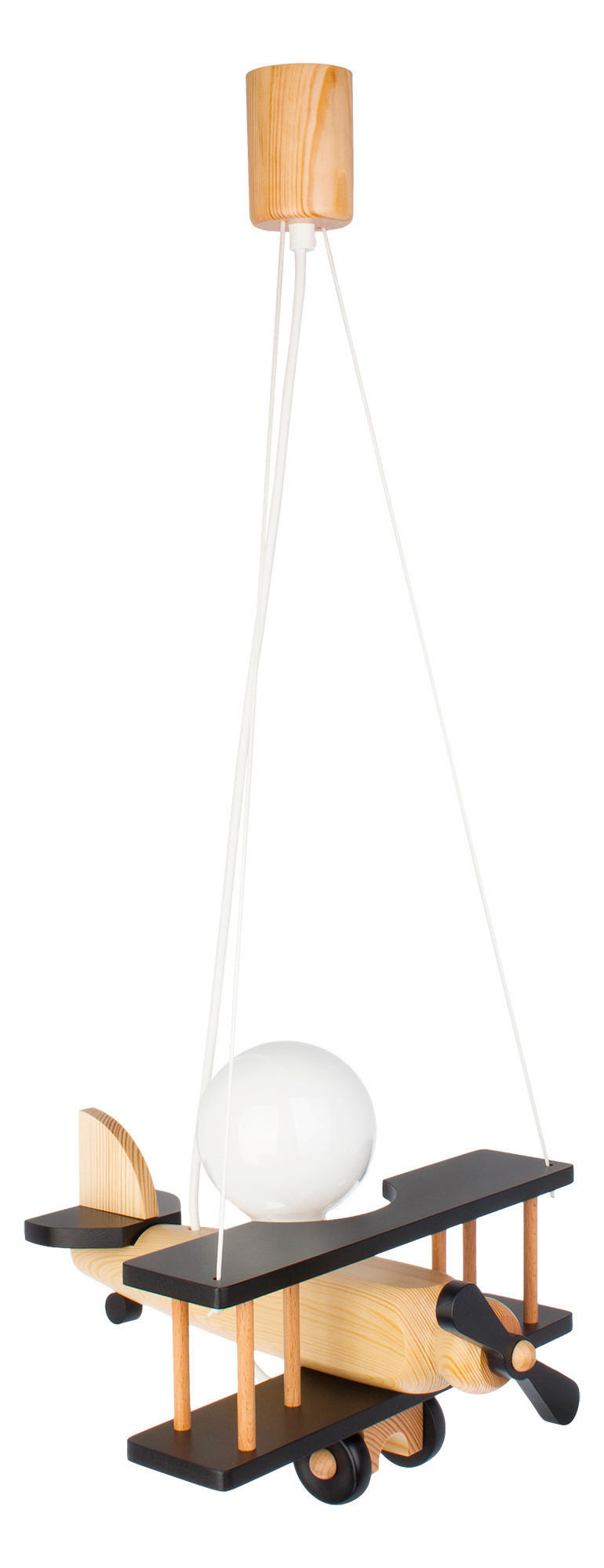 KINDERHÄNGELEUCHTE  29/31/75 cm    - Schwarz/Naturfarben, KONVENTIONELL, Holz (29/31/75cm)