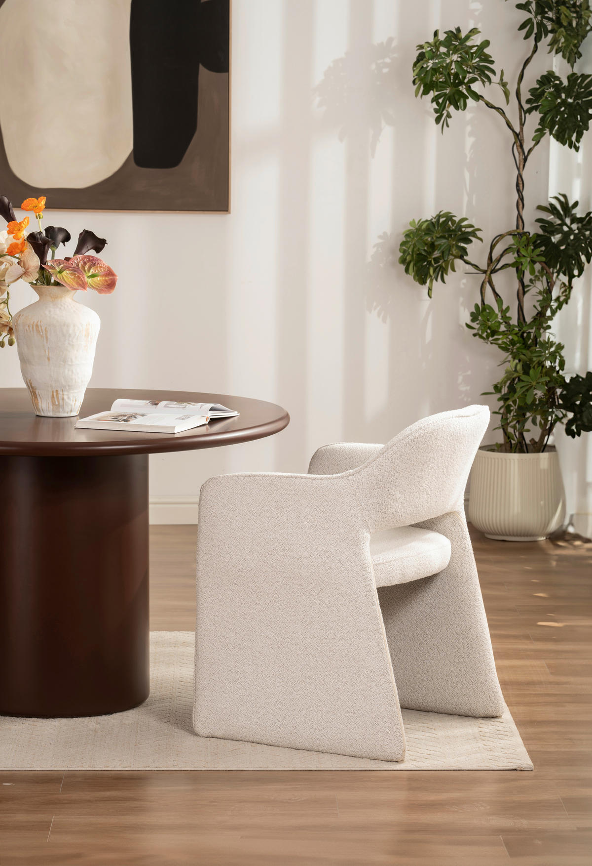 ARMLEHNSTUHL  in Eisen Bouclé  - Beige, Basics, Holz/Textil (60/81/61cm) - Livetastic