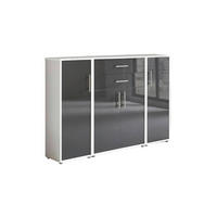 AKTENSCHRANK 172,6/113,6/33 cm  - Anthrazit Hochglanz/Weiß, MODERN, Holzwerkstoff (172,6/113,6/33cm) - MID.YOU