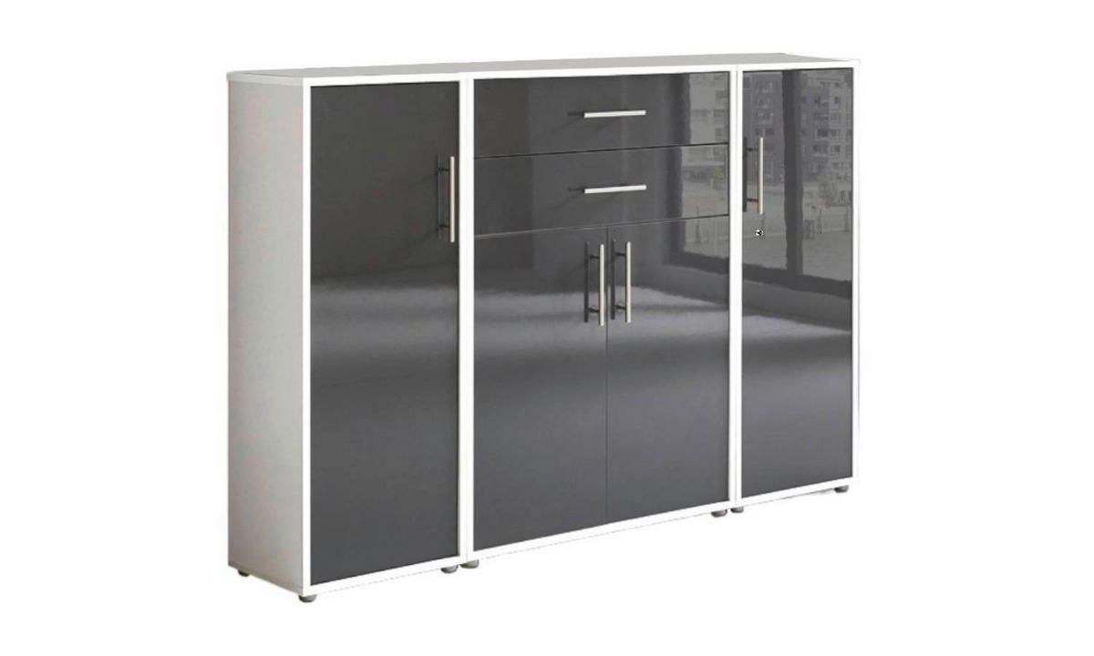 AKTENSCHRANK 172,6/113,6/33 cm  - Anthrazit Hochglanz/Weiß, MODERN, Holzwerkstoff (172,6/113,6/33cm) - MID.YOU
