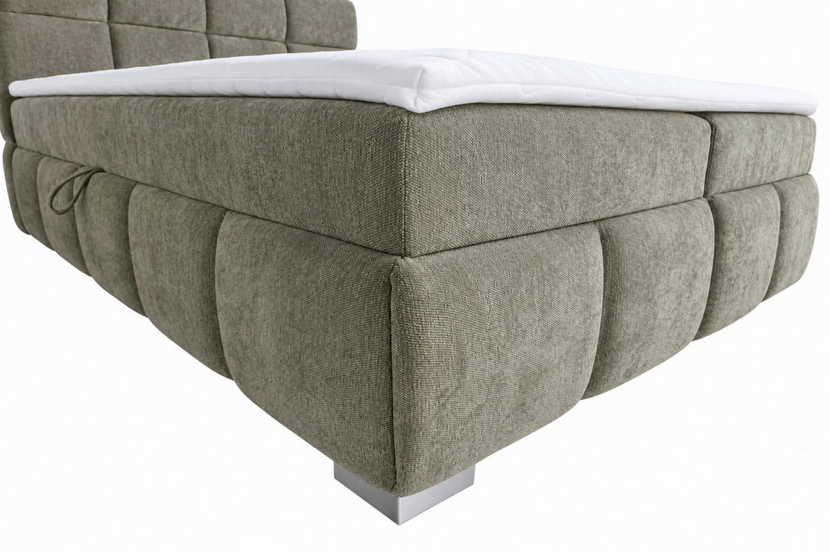 BOXBETT 140/200 cm,  in Grün, Bettkasten, Topper,  - Chromfarben/Grün, MODERN, Holz/Kunststoff (140/200cm) - MID.YOU