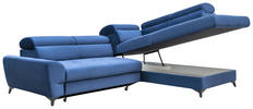 ECKSOFA Blau Velours  - Blau/Schwarz, MODERN, Textil/Metall (272/212cm) - MID.YOU
