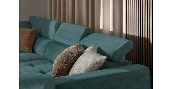 ECKSOFA  in Chenille Blau  205/284 cm  - Blau/Schwarz, Design, Kunststoff/Textil (205/284cm) - Xora