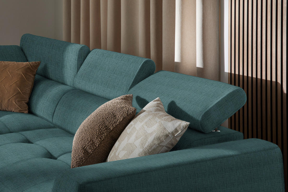 ECKSOFA in Chenille Blau  205/284 cm  - Blau/Schwarz, Design, Kunststoff/Textil (205/284cm) - Xora