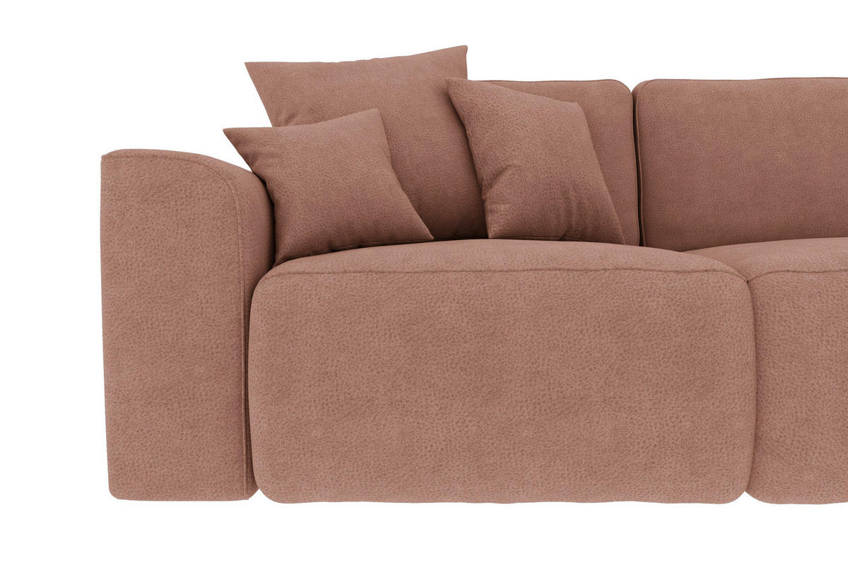 ECKSOFA Taupe Lederlook Zierkissen, Rückenkissen, Bettkasten, Schlaffunktion, Rücken echt, Liegefläche im Originalstoff  - Taupe/Chromfarben, KONVENTIONELL, Kunststoff/Textil (293/195cm) - Carryhome
