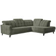 ECKSOFA in Webstoff Grün  302/216 cm  - Schwarz/Grün, Design, Holz/Textil (302/216cm) - Xora