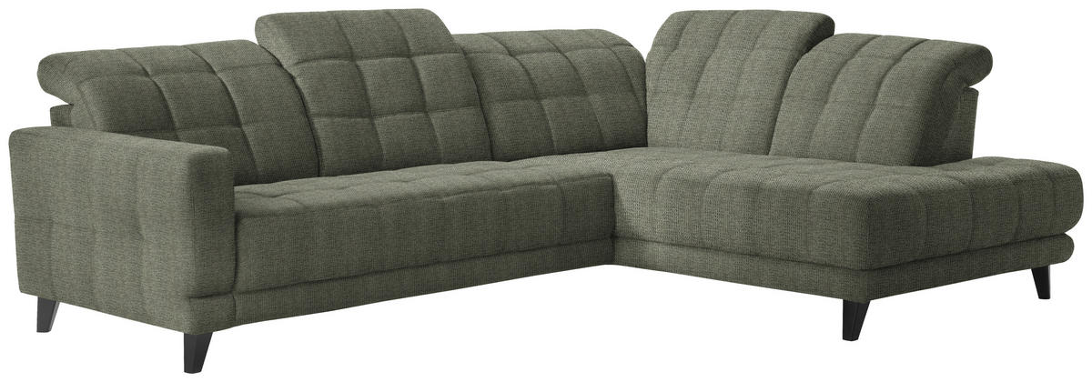 ECKSOFA in Webstoff Grün  302/216 cm  - Schwarz/Grün, Design, Holz/Textil (302/216cm) - Xora
